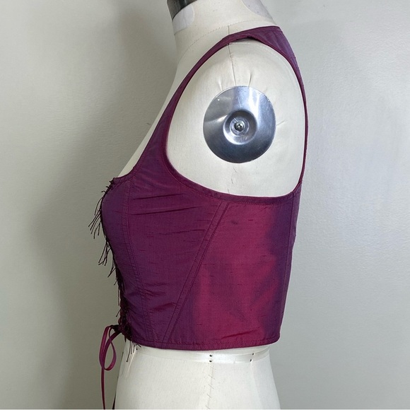 100% DUPIONI SILK LACE UP FRONT CORSET VEST! - Picture 7 of 10